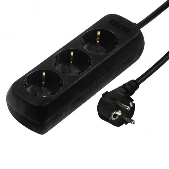 Hama 3-Way Power Strip With Child Safety Feature 5 M Black - Stekkerdozen - Hama- 9.69€ bij Bobby &amp; Caro