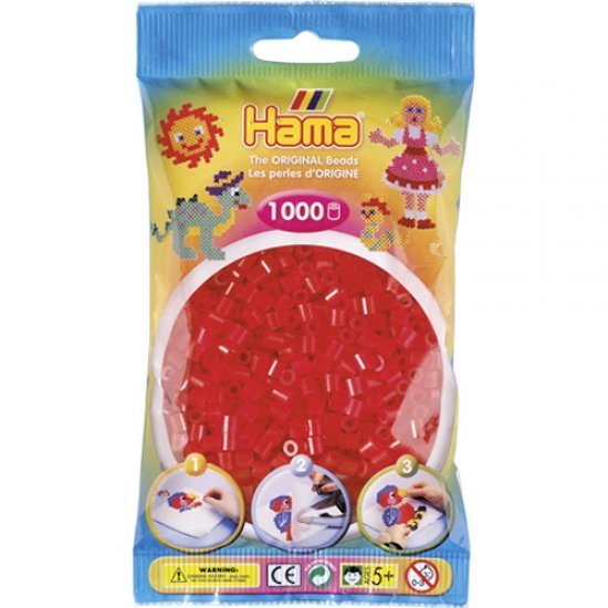 Hama Strijkkralen 1000 Stuks Rood Doorzichtig - Strijkkralen - Hama Strijkkralen- 1.95€ bij Bobby &amp; Caro