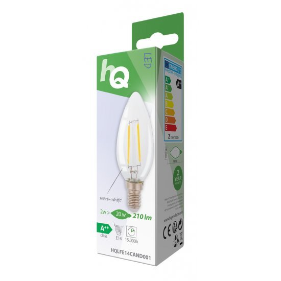 HQ HQLFE14CAND001 Led Retro Filament Lamp E14 Kaars 2 W 210 Lm 2700 K - LED Lampen - HQ- 2.99€ bij Bobby &amp; Caro