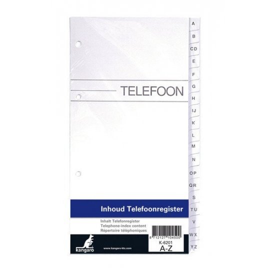 Kangaro K-6201 Inhoud Tbv Telefoonregister A-Z 4-gaats - Telefoonregisters - Kangaro- 3.55€ bij Bobby &amp; Caro