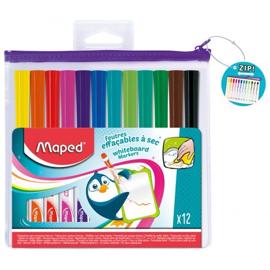 Maped Whiteboard Stiften 12 Kleuren - Schoolbord/Whiteboard - Basic- 8.00€ bij Bobby &amp; Caro