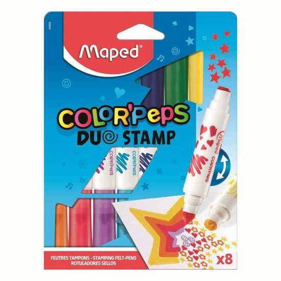 Maped Color&#039;Peps Duo Stamp Viltstiften 8 Stuks - Viltstiften - Maped- 6.15€ bij Bobby &amp; Caro