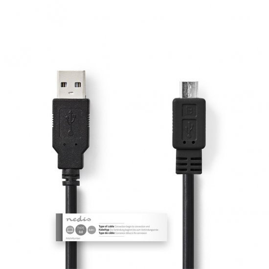 Nedis CCGT60500BK20 Kabel Usb 2.0 A Male - Micro B Male 2,0 M Zwart - USB Kabels - Nedis- 1.15€ bij Bobby &amp; Caro