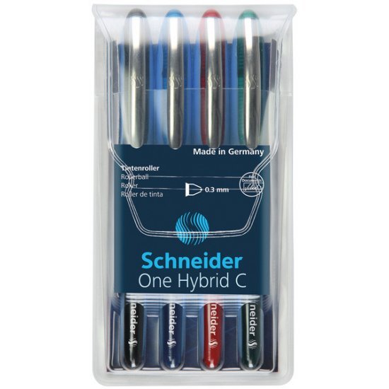 Schneider S-183194 Rollerball One Hybrid C 0,3mm Etui 4 Stuks - Rollerballpennen - Schneider- 8.09€ bij Bobby &amp; Caro